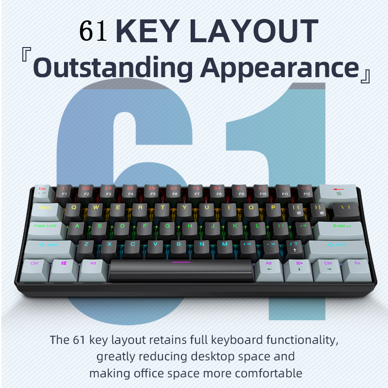 APAYADO K61 Keyboard Gaming Me - Keyboard Gaming Blue Switch ulasan dan harga
